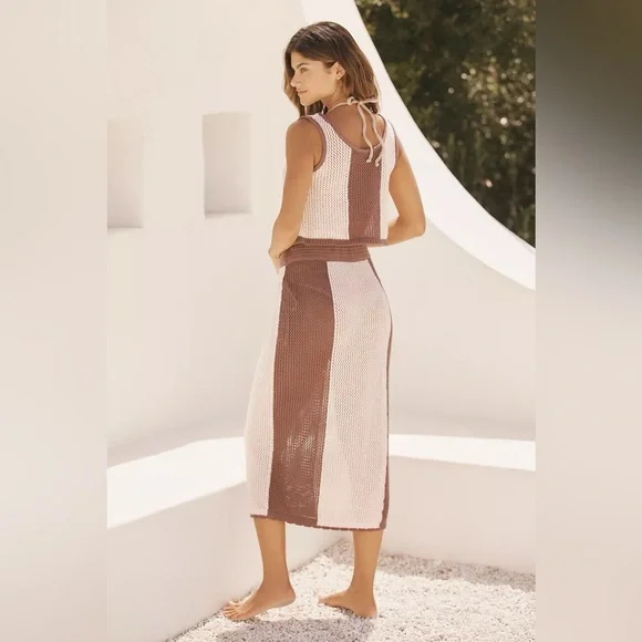 Anthropologie Mahlia Crochet Striped Knit Two-Piece Matching Set - Picture 3 of 13